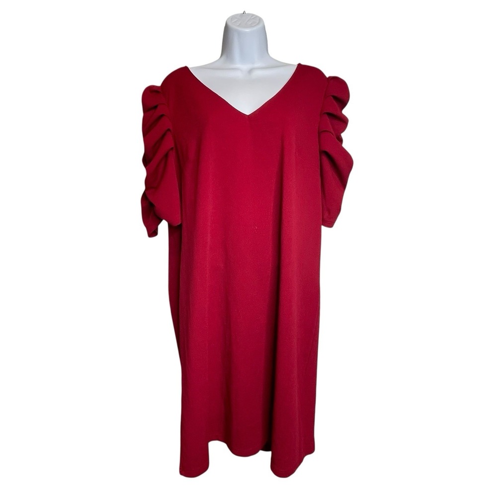 Torrid Women's Red Puff Sleeve Shift Dress Size 2X Maximalist Euro Summer Glam